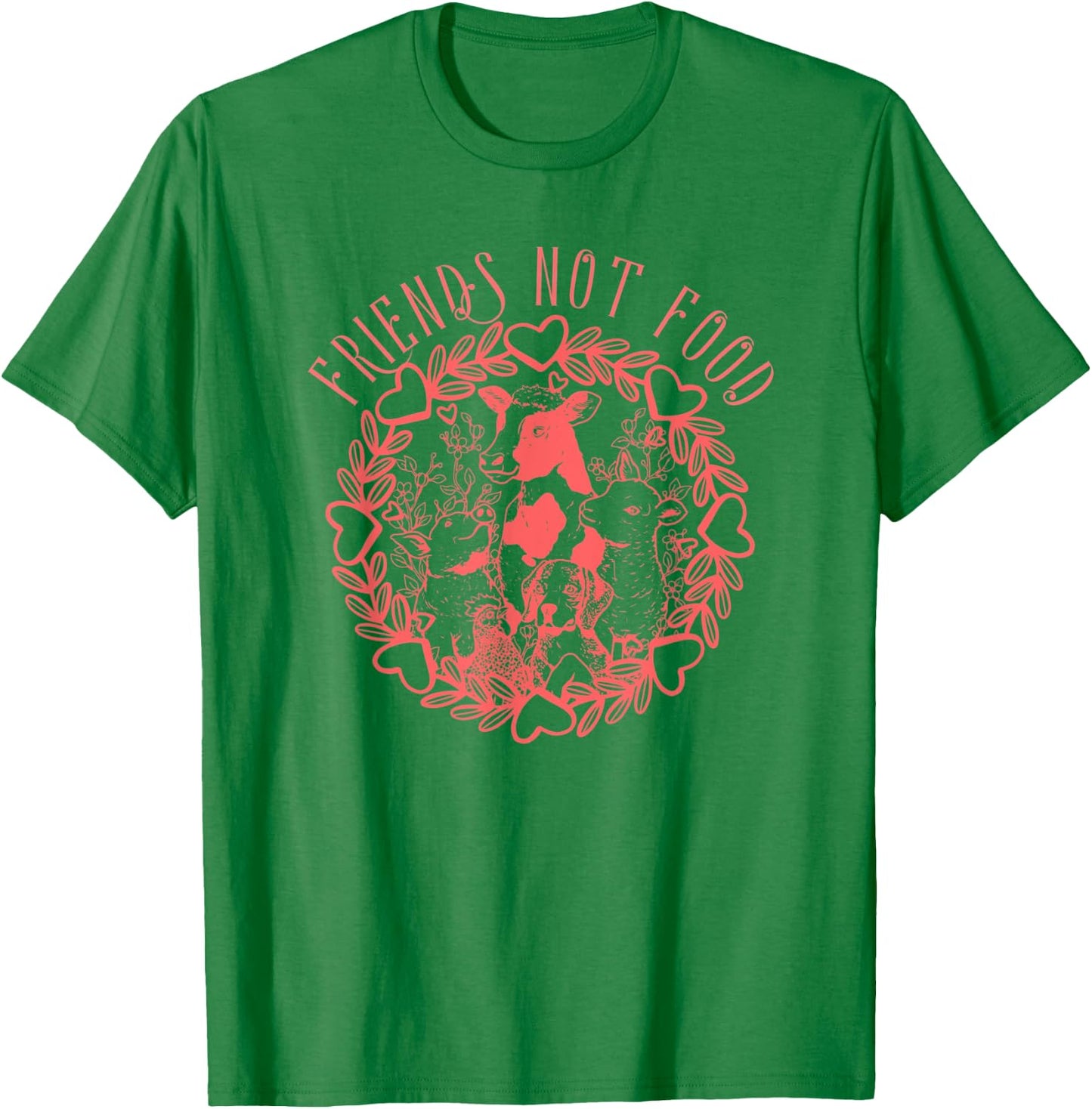 Animals Are Friends Not Food Vegetarian Vegan Lover T-Shirt - T-Shirt | Irish Green