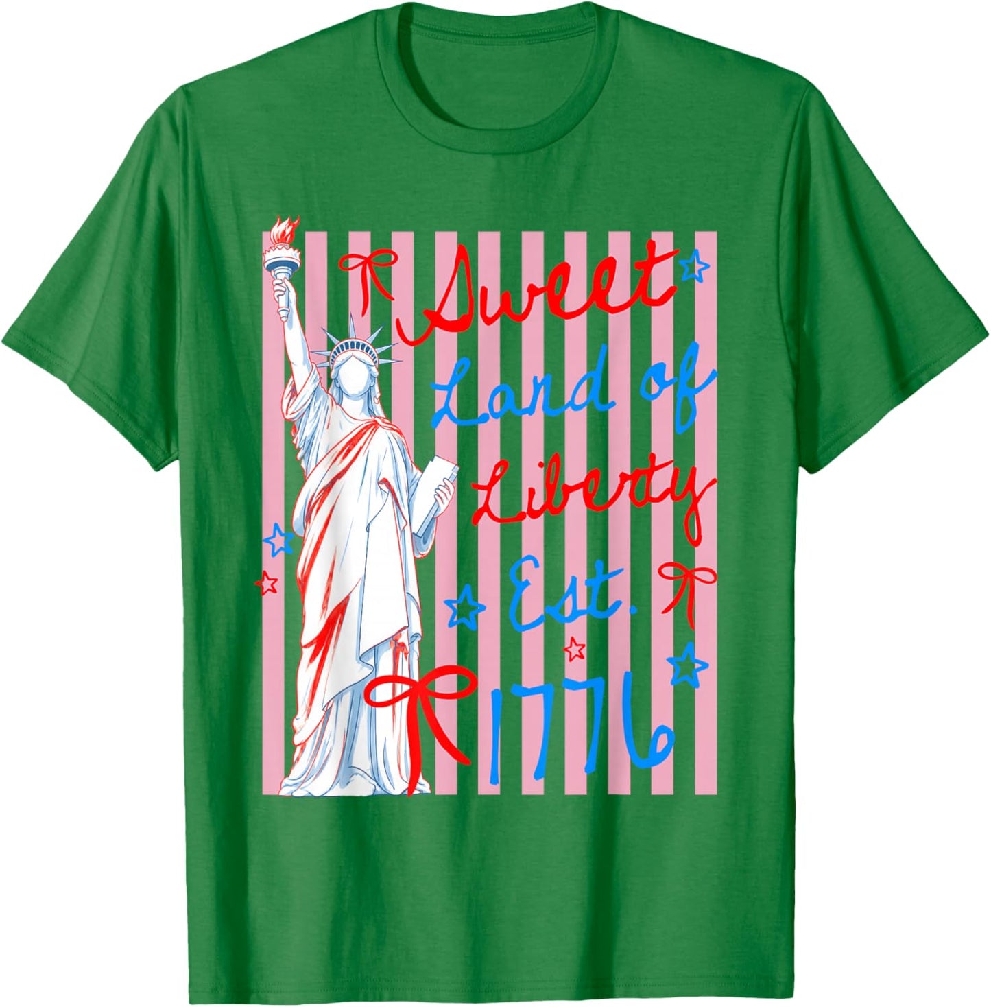 Sweet Land of Liberty Est 1776 4th July USA Flag Men Women T-Shirt - T-Shirt | Irish Green