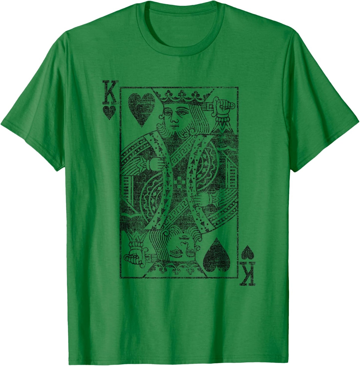 King of Hearts Playing Card Costume Poker Distressed T-Shirt - T-Shirt | Irish Green