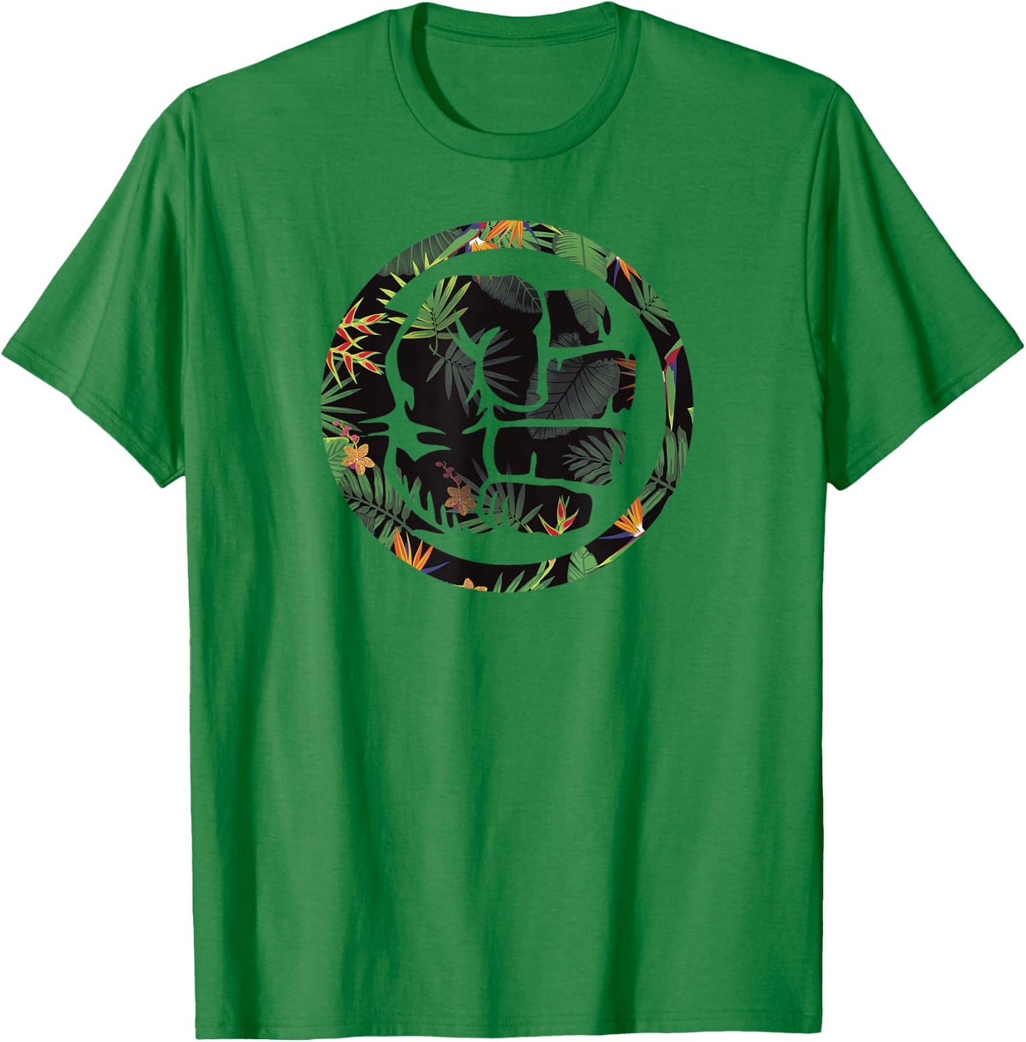 Marvel Hulk Fist Smash Logo Tropical Pattern Graphic T-Shirt - T-Shirt | Irish Green