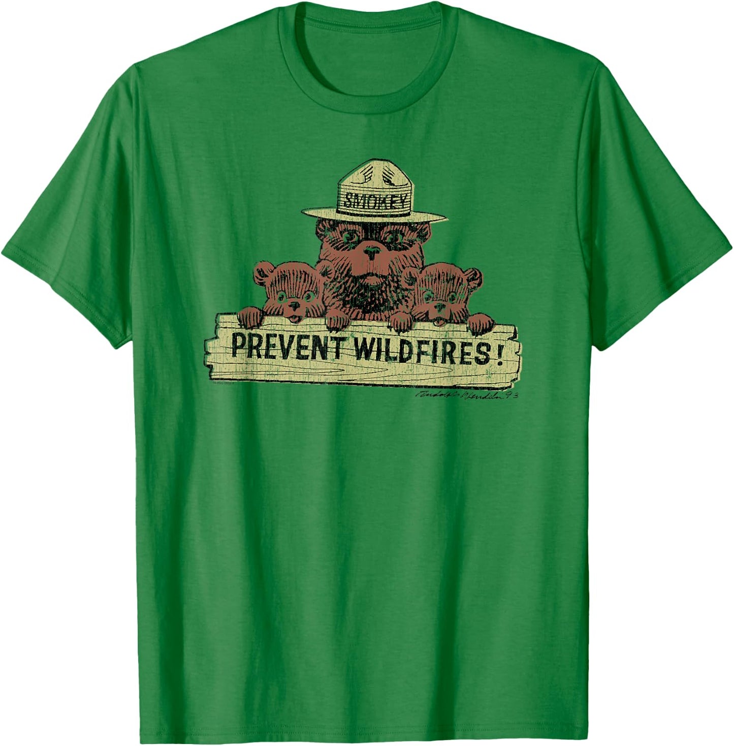Smokey Bear Prevent Wildfires Sign with Cubs T-Shirt - T-Shirt | Irish Green