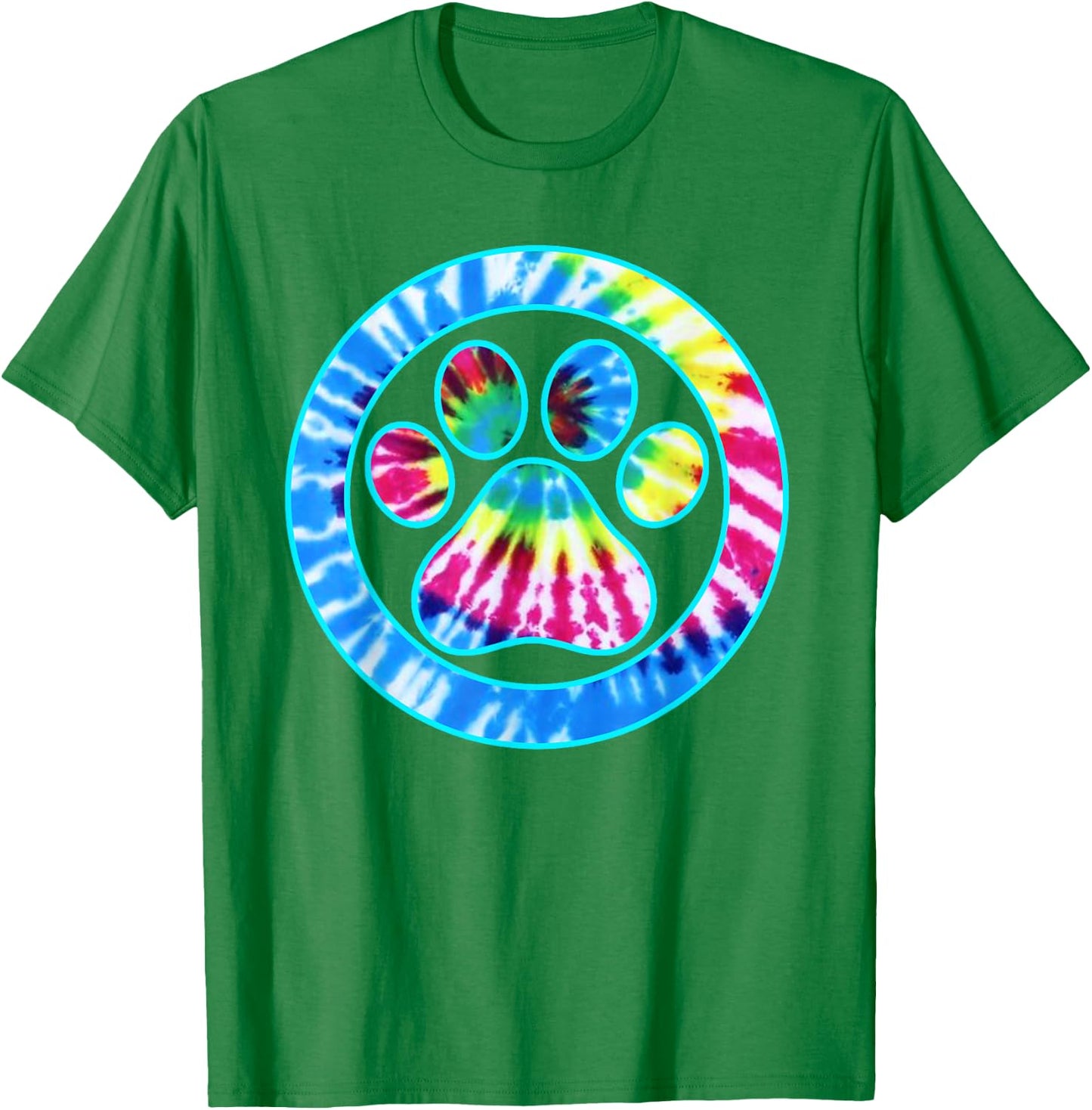 Tie Dye Animal Cat Dog Paw Print | Pet Lover Shirt Gift T-Shirt - T-Shirt | Irish Green