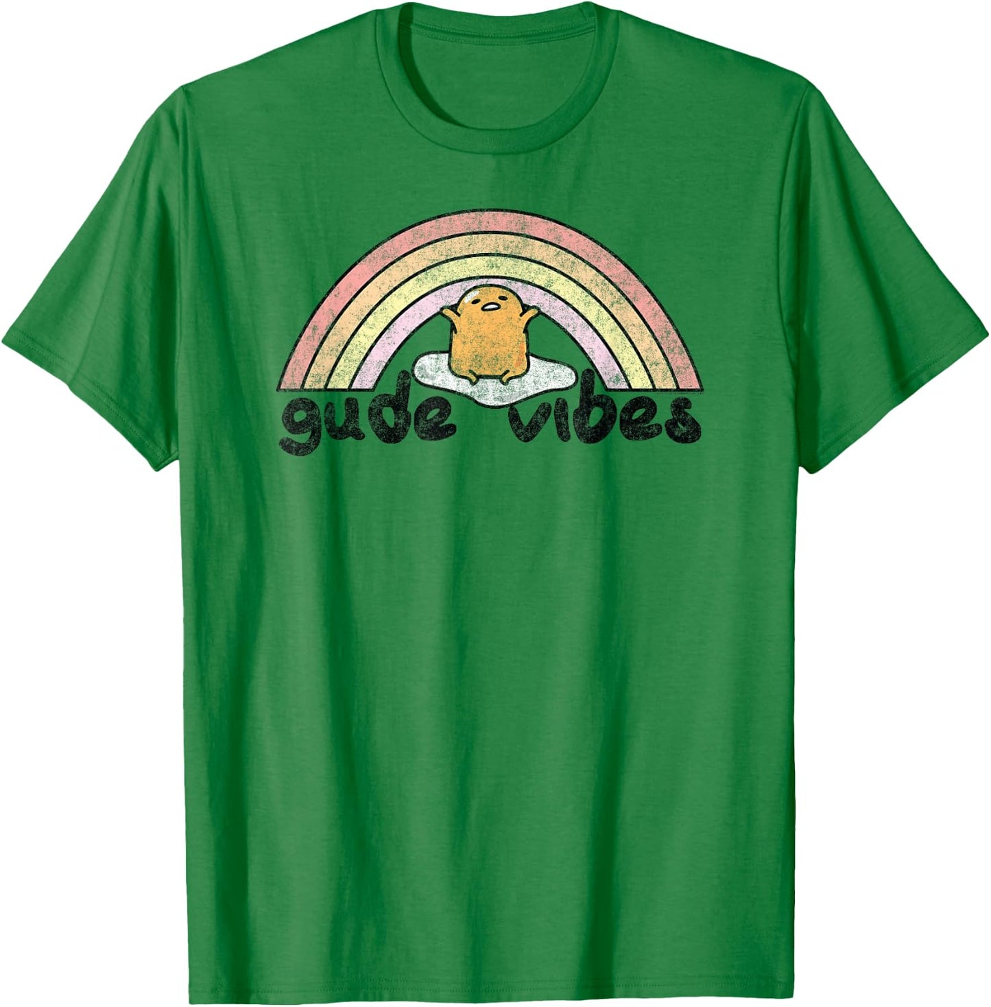 Gudetama Gude Vibes Good Vibes Rainbow Small T-Shirt - T-Shirt | Irish Green