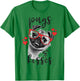 Valentine's Day Pugs And Kisses Red Hearts Valentine's T-Shirt - T-Shirt | Irish Green