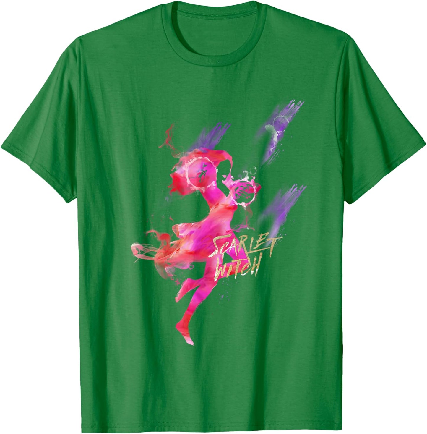 Marvel Scarlet Witch Silhouette Watercolor Poster T-Shirt - T-Shirt | Irish Green