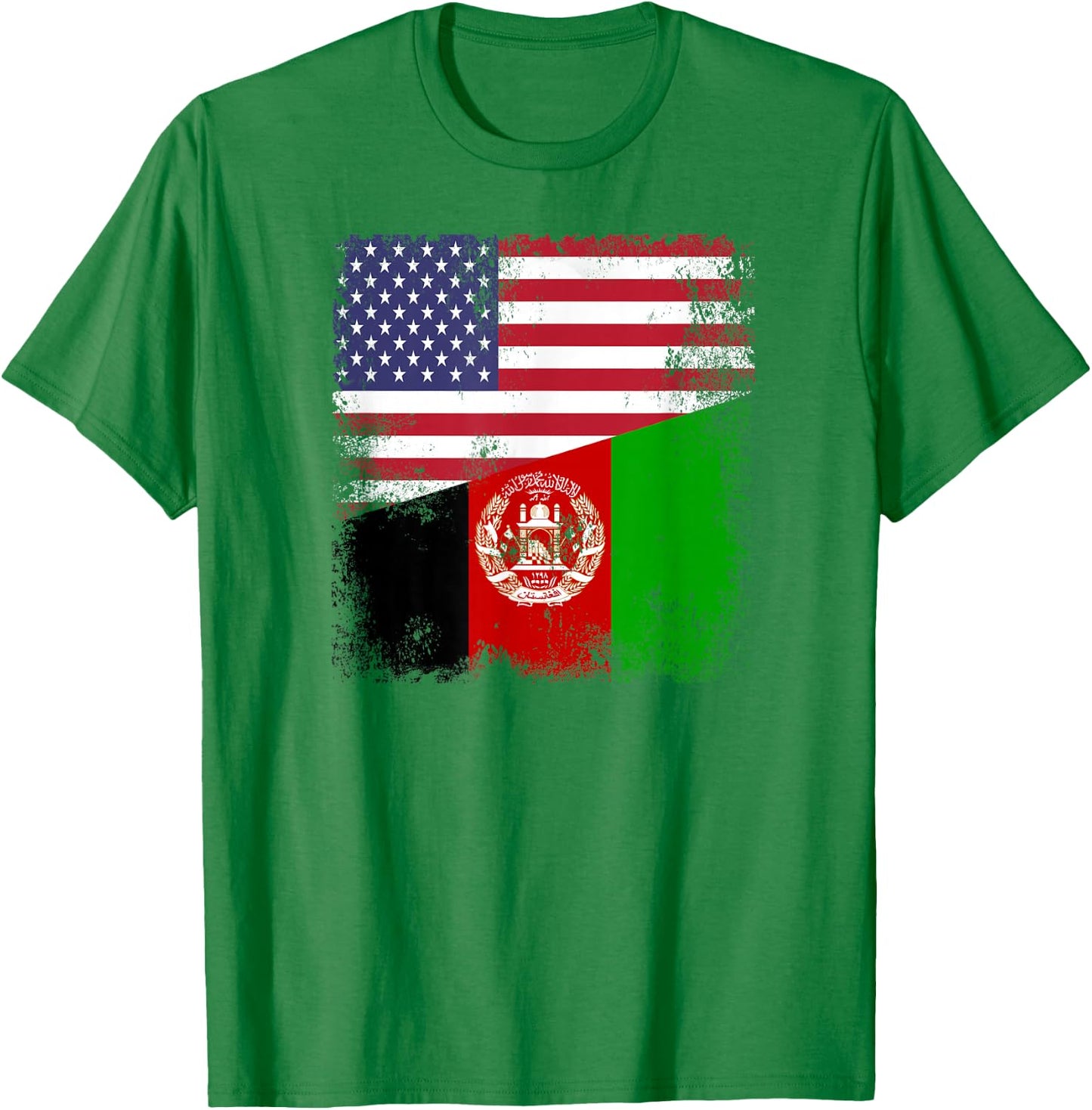 Half Afghan Flag | Vintage Afghanistan USA Gift T-Shirt - T-Shirt | Irish Green