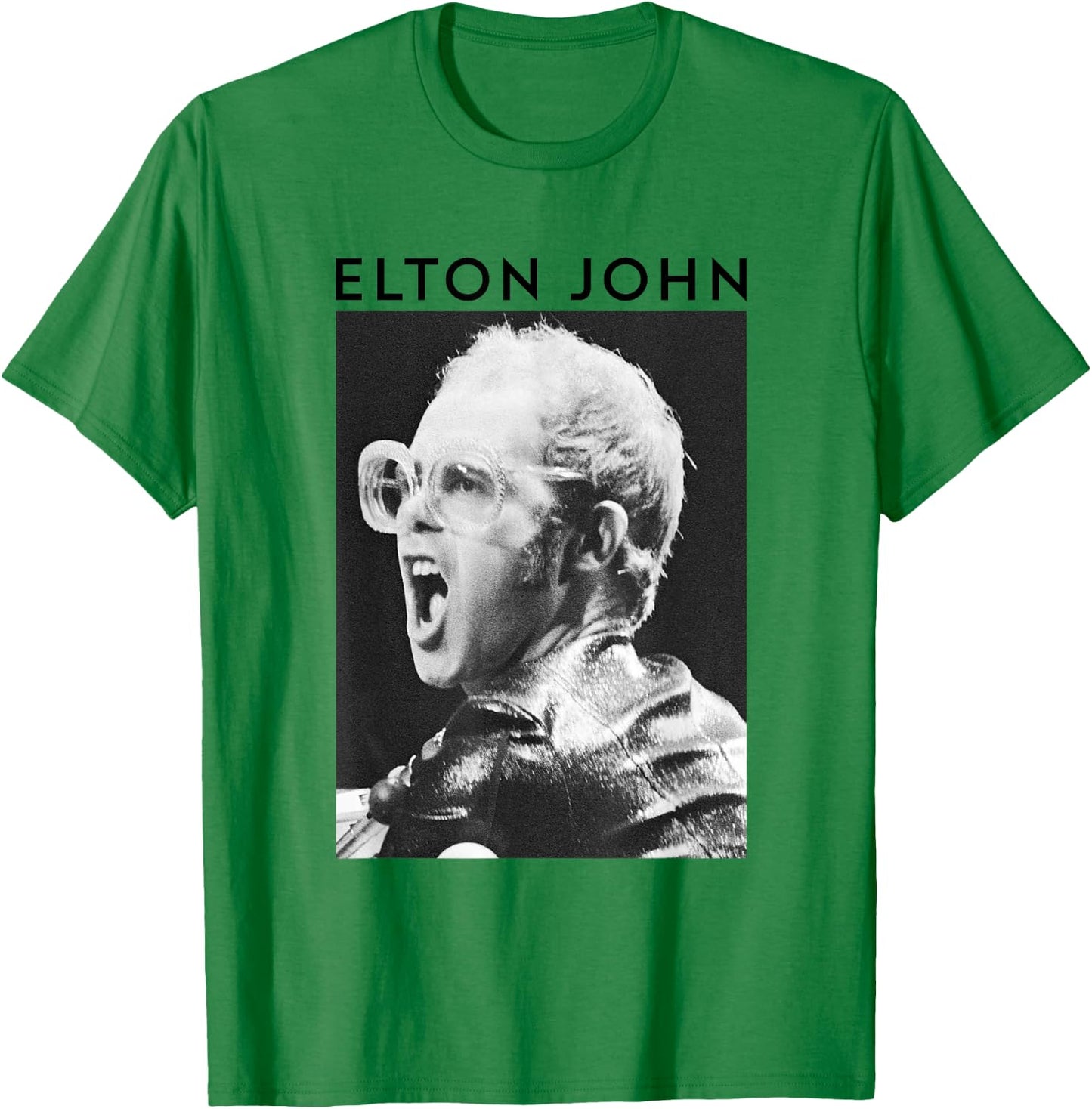 Elton John Official Black & White Photo T-Shirt - T-Shirt | Irish Green