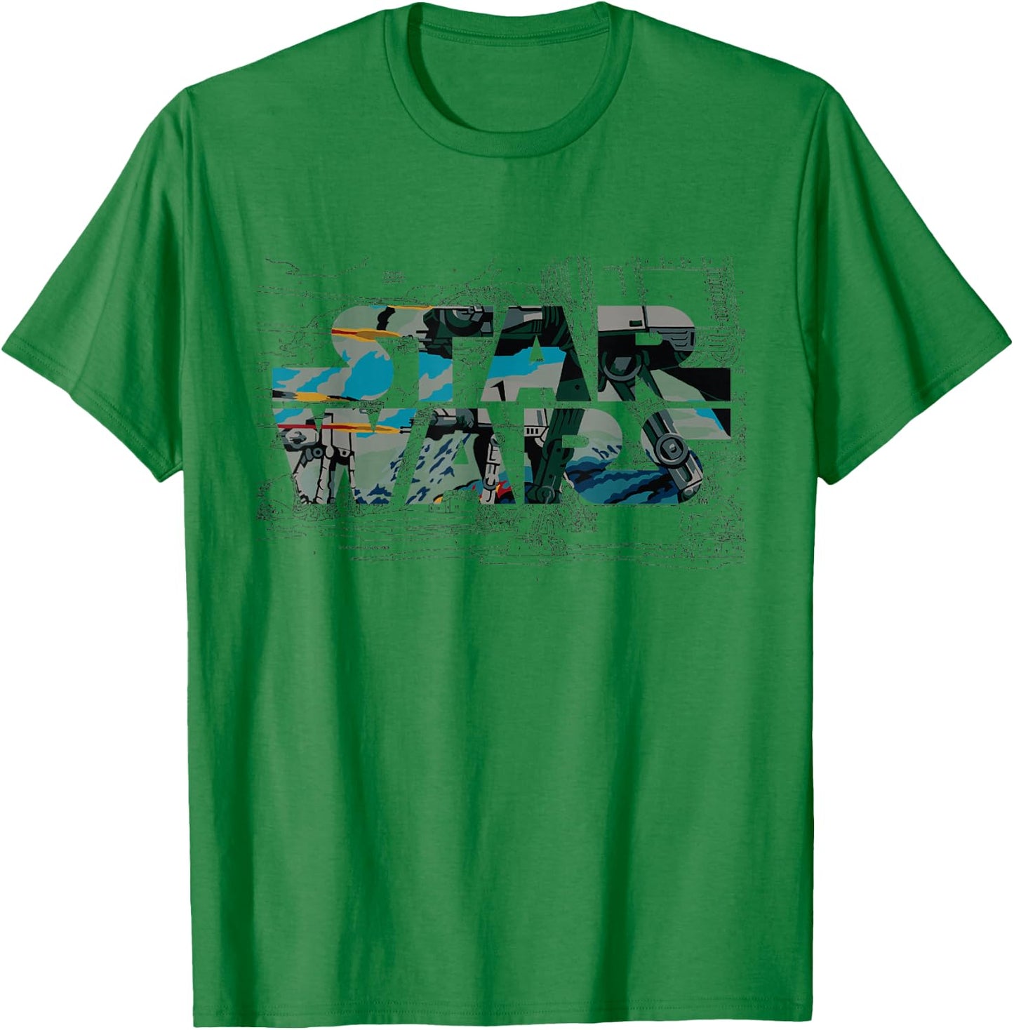 Star Wars Logo AT-AT Walker Battle T-Shirt - T-Shirt | Irish Green