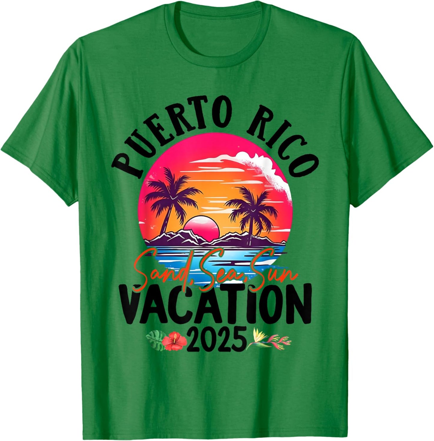Puerto Rico Vacation 2025 Souvenir Matching Family Group by Puerto Rico Vacation Souvenir Holiday for Families, Couples, Groups - Blue, -Adults, -Kids, Short Sleeve T-Shirt - T-Shirt | Irish Green