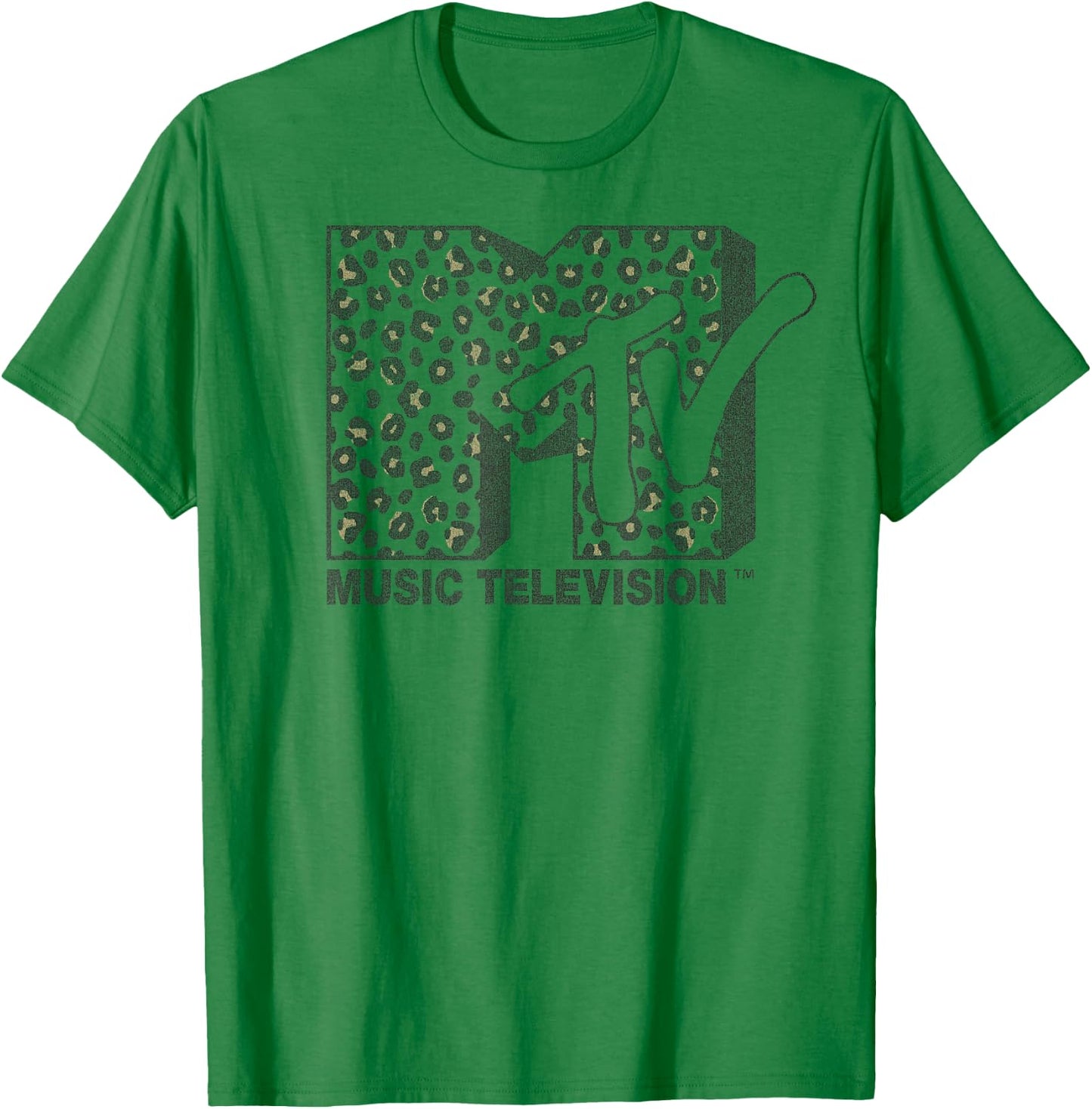 MTV Music Television Cheetah Print Logo Fill T-Shirt - T-Shirt | Irish Green