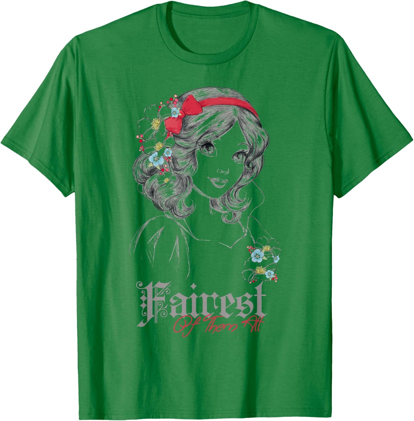 Disney Snow White Fairest Of Them All Modern Princess Sketch T-Shirt - T-Shirt | Irish Green