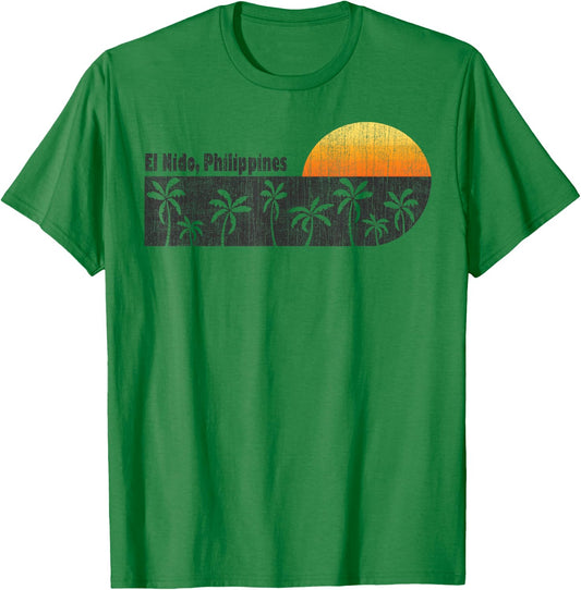 Retro El Nido Philippines T-Shirt - T-Shirt | Irish Green