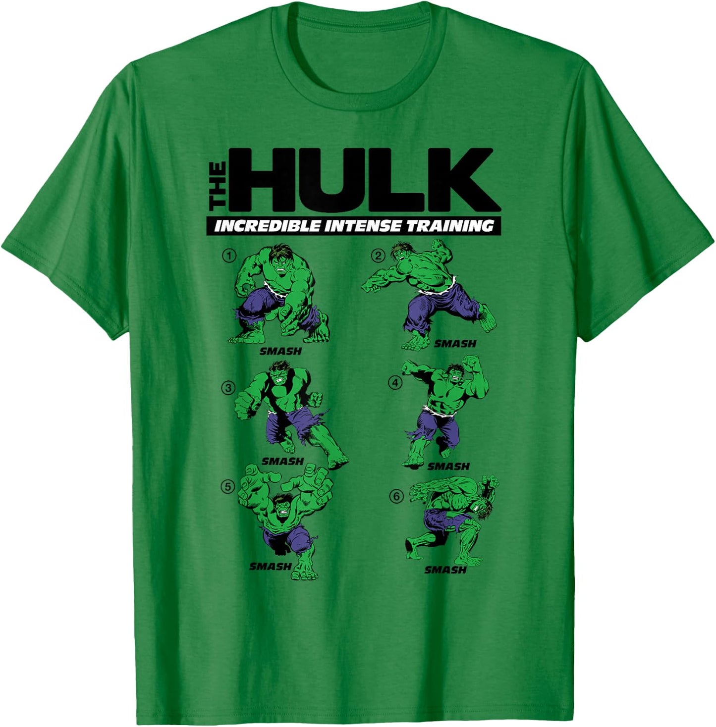 Marvel The Hulk 6 Incredible Intense Training Poses T-Shirt - T-Shirt | Irish Green