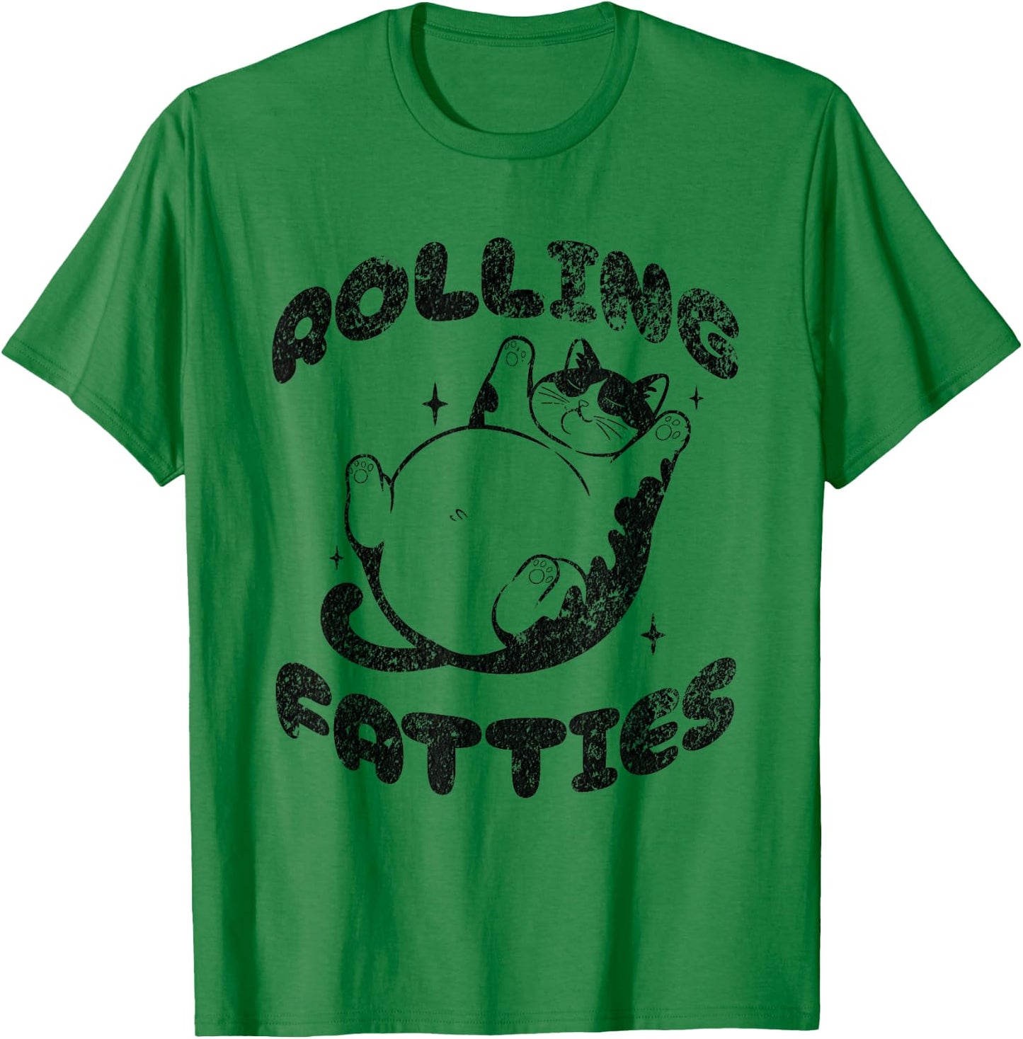 Oxygen Bandit -Adults Cat Lovers , Grey, Small, Short Sleeve, Classic Fit, Round Neck, Cartoon Cat Print T-Shirt - T-Shirt | Irish Green