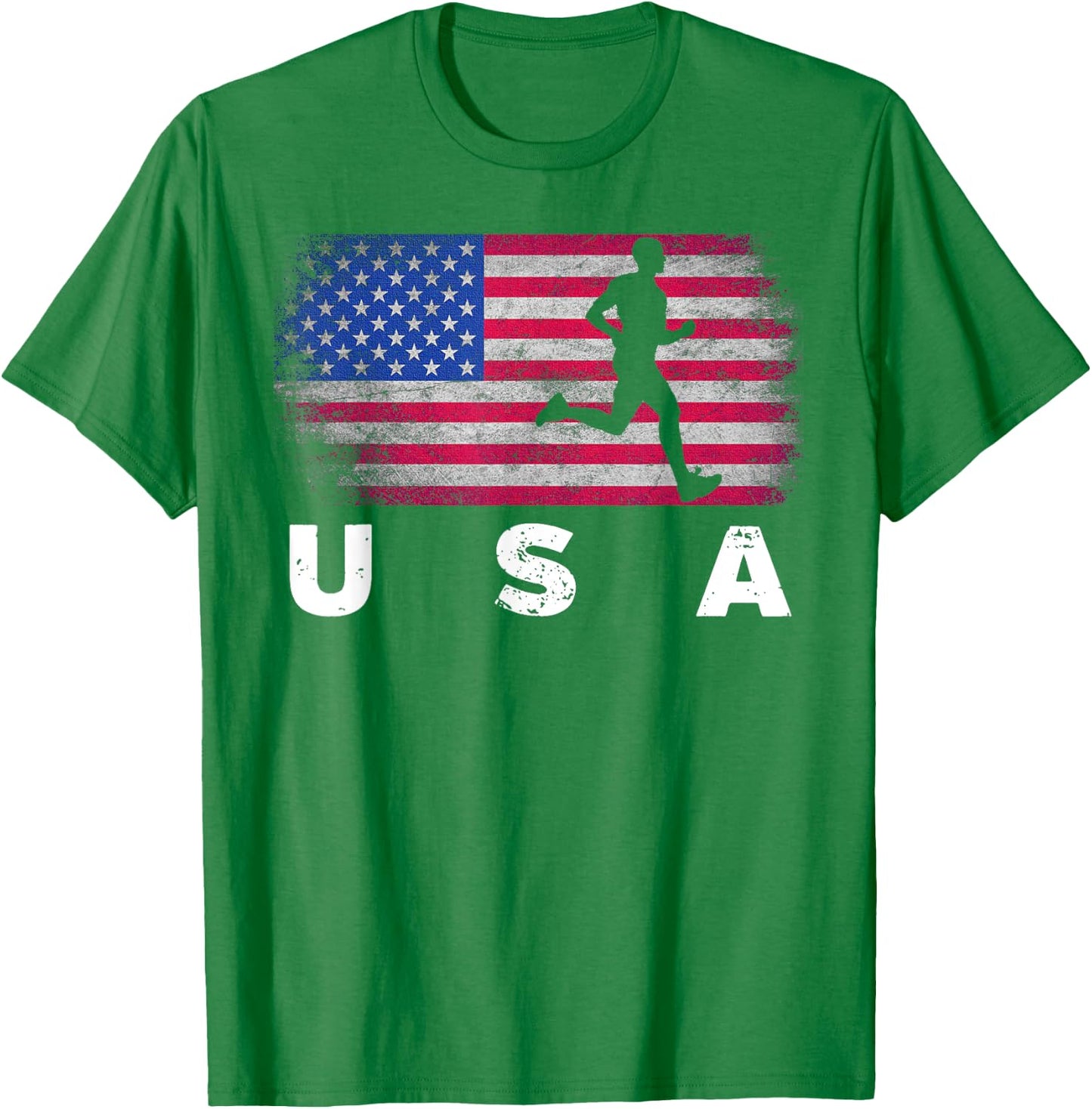 American Flag Track & Field - Cute Field Running Shirt Gift T-Shirt - T-Shirt | Irish Green