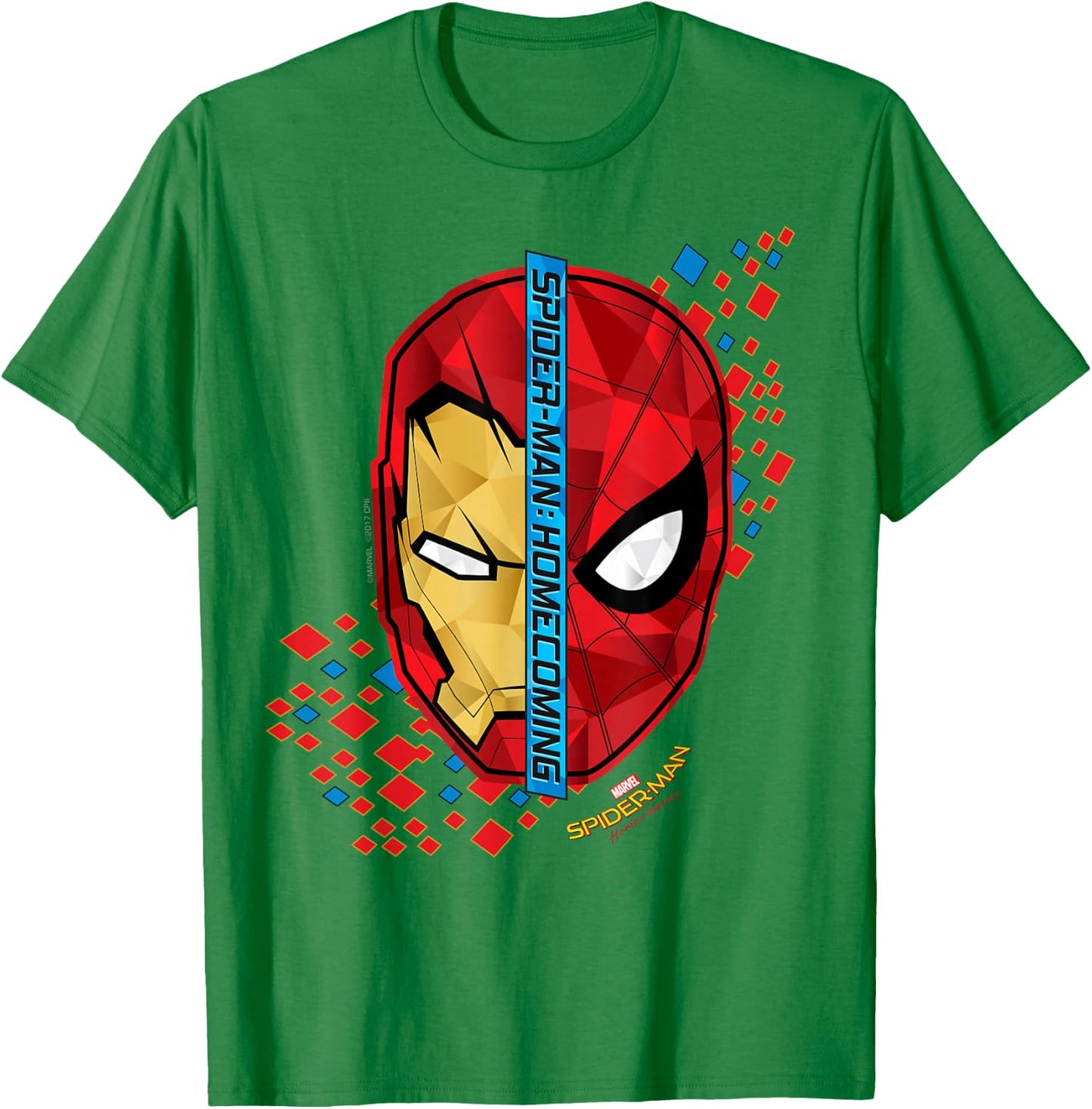Marvel Spider-Man Homecoming Iron Man Face Split C1 T-Shirt - T-Shirt | Irish Green