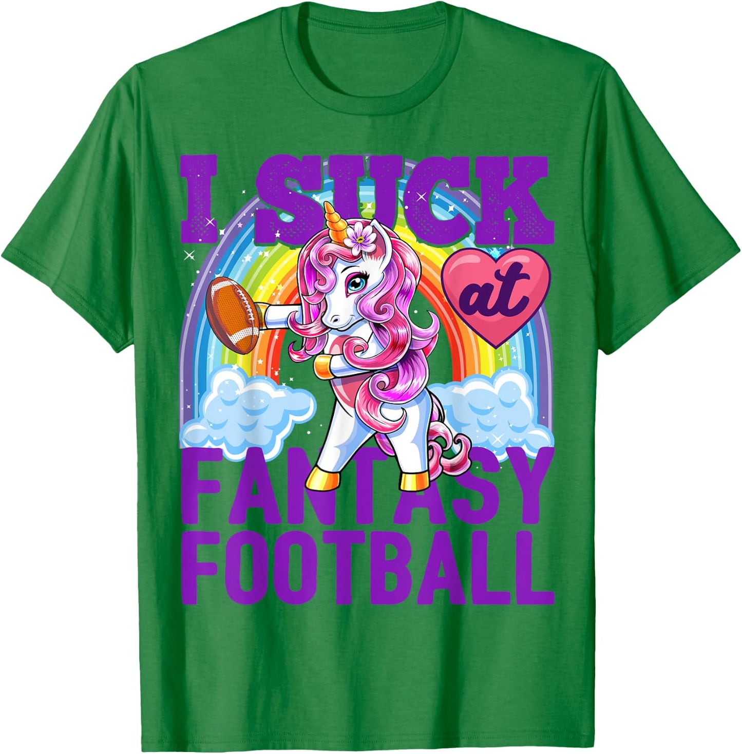 I Suck at Fantasy Football Flossing Unicorn Loser Shirt Men T-Shirt - T-Shirt | Irish Green