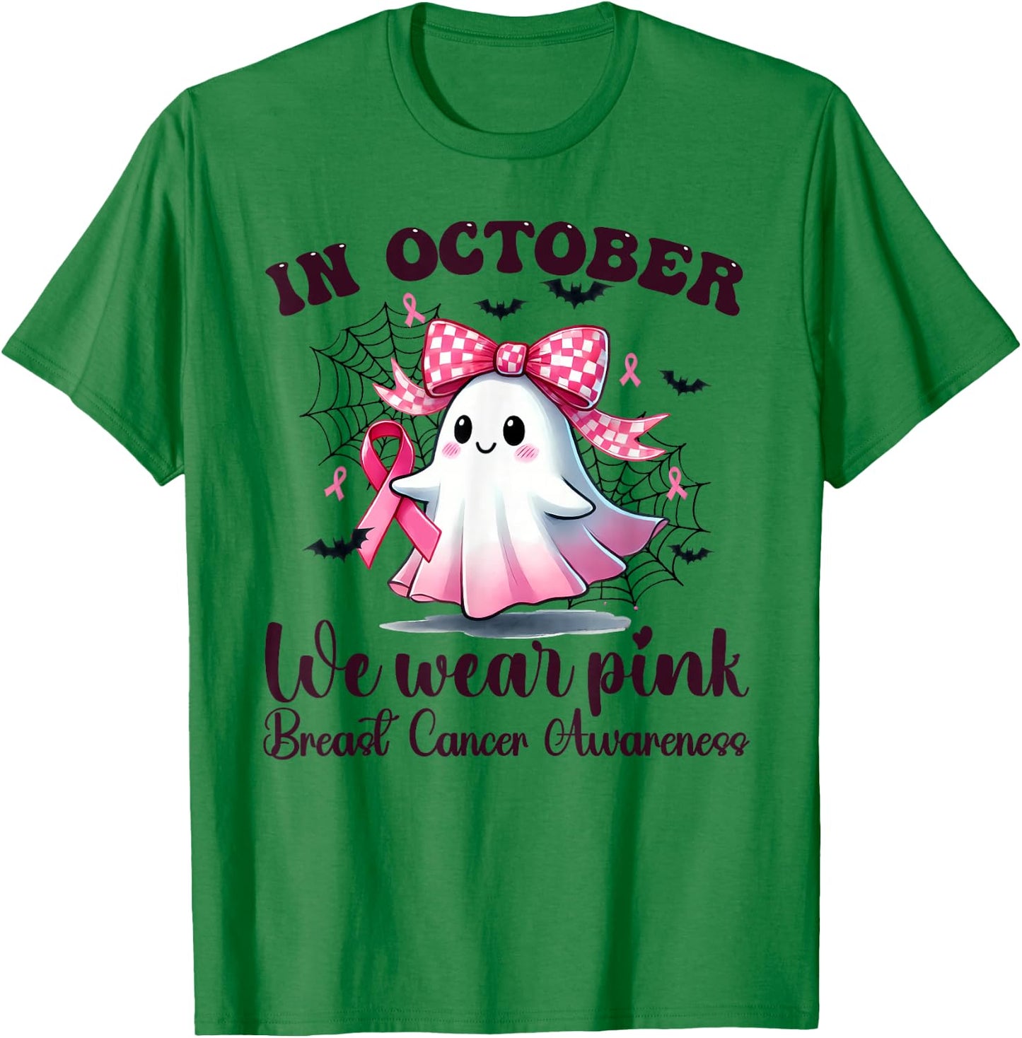Halloween In October We Wear Pink Breast Cancer Awareness T-Shirt - T-Shirt | Irish Green