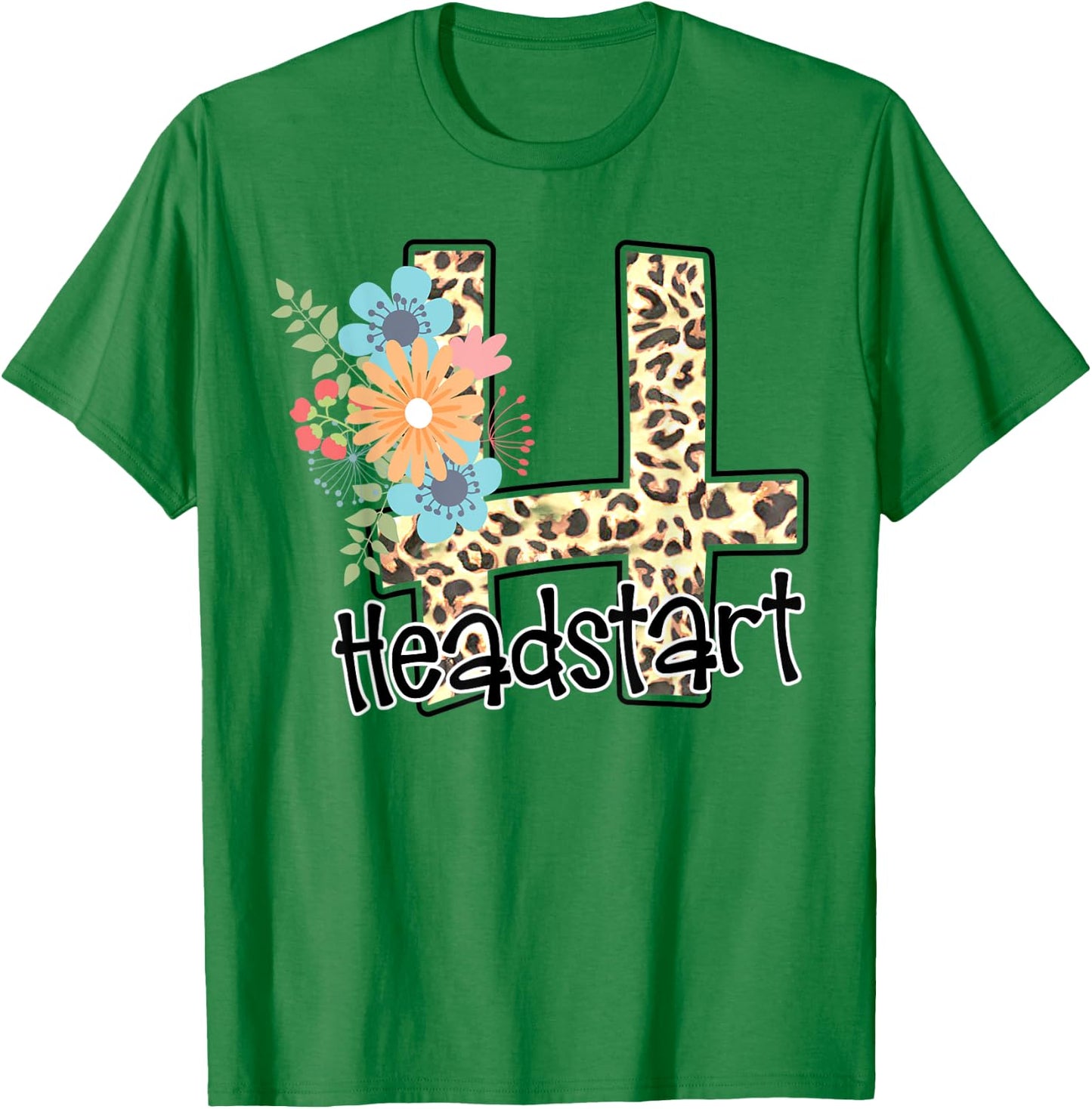 Headstart Leopard Back to School Teacher Girl First Day T-Shirt - T-Shirt | Irish Green
