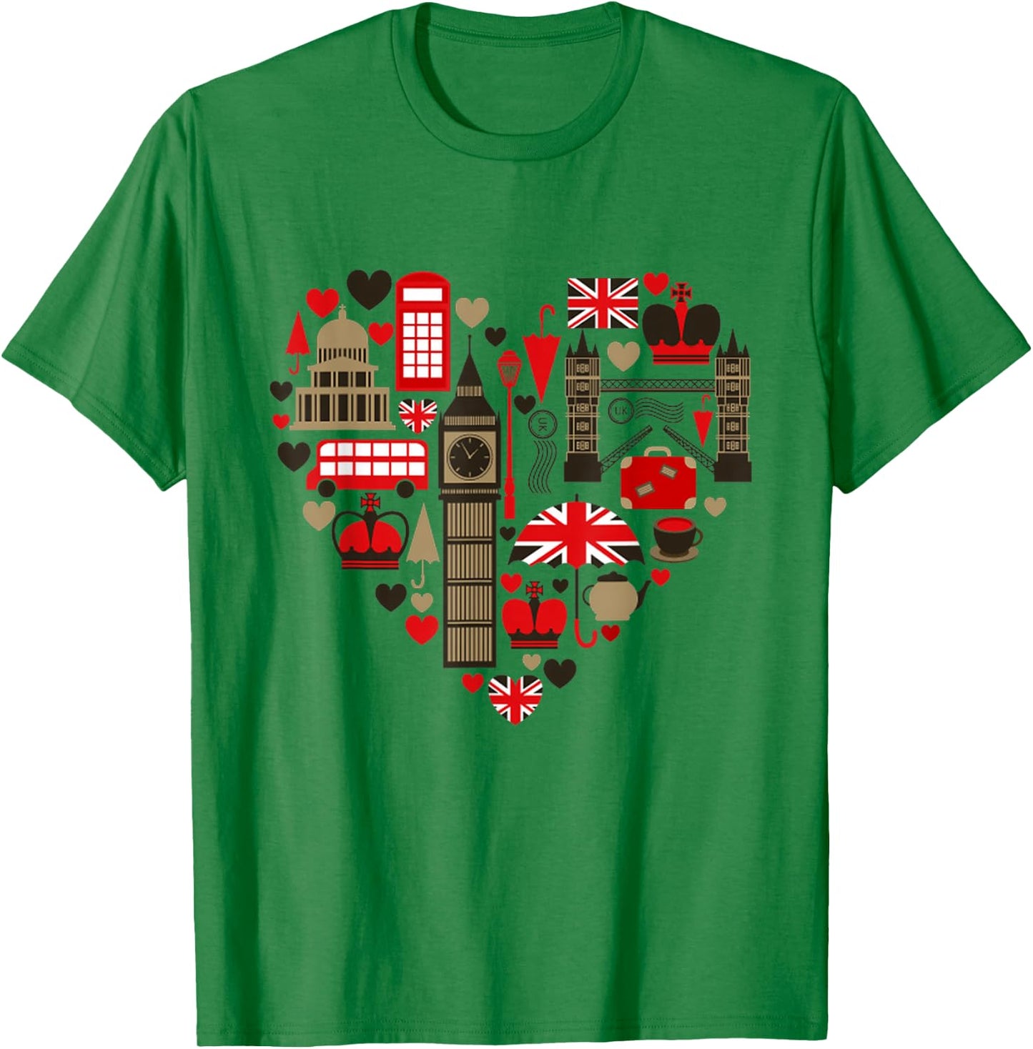 Vintage London I Love Travel Wanderlust Union Jack T-Shirt - T-Shirt | Irish Green