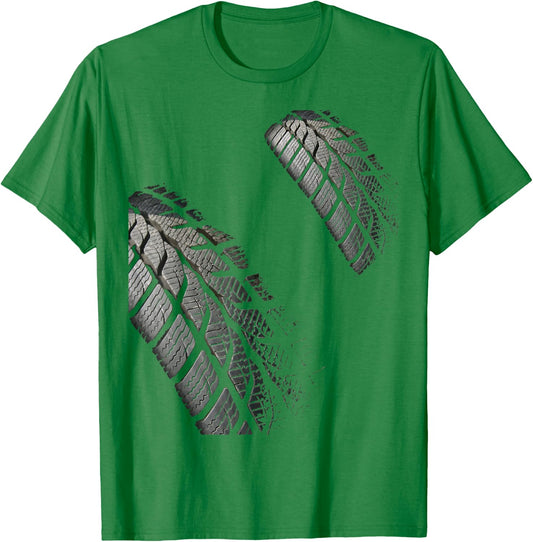 Tire Track Of Dirt Racing Car Bike SkidMark Motocross T-Shirt - T-Shirt | Irish Green