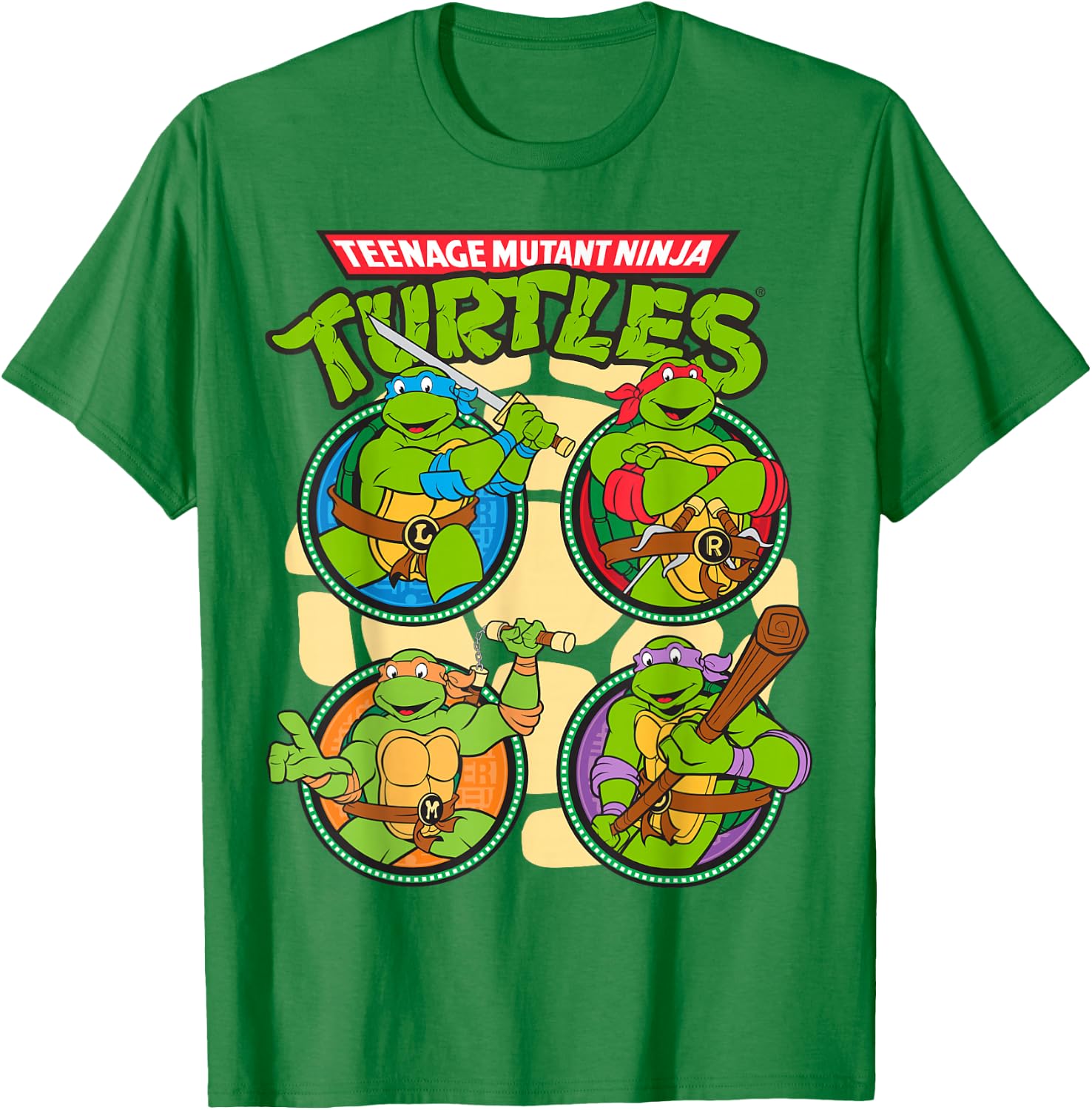 Teenage Mutant Ninja Turtles Circular Design T-Shirt - T-Shirt | Irish Green