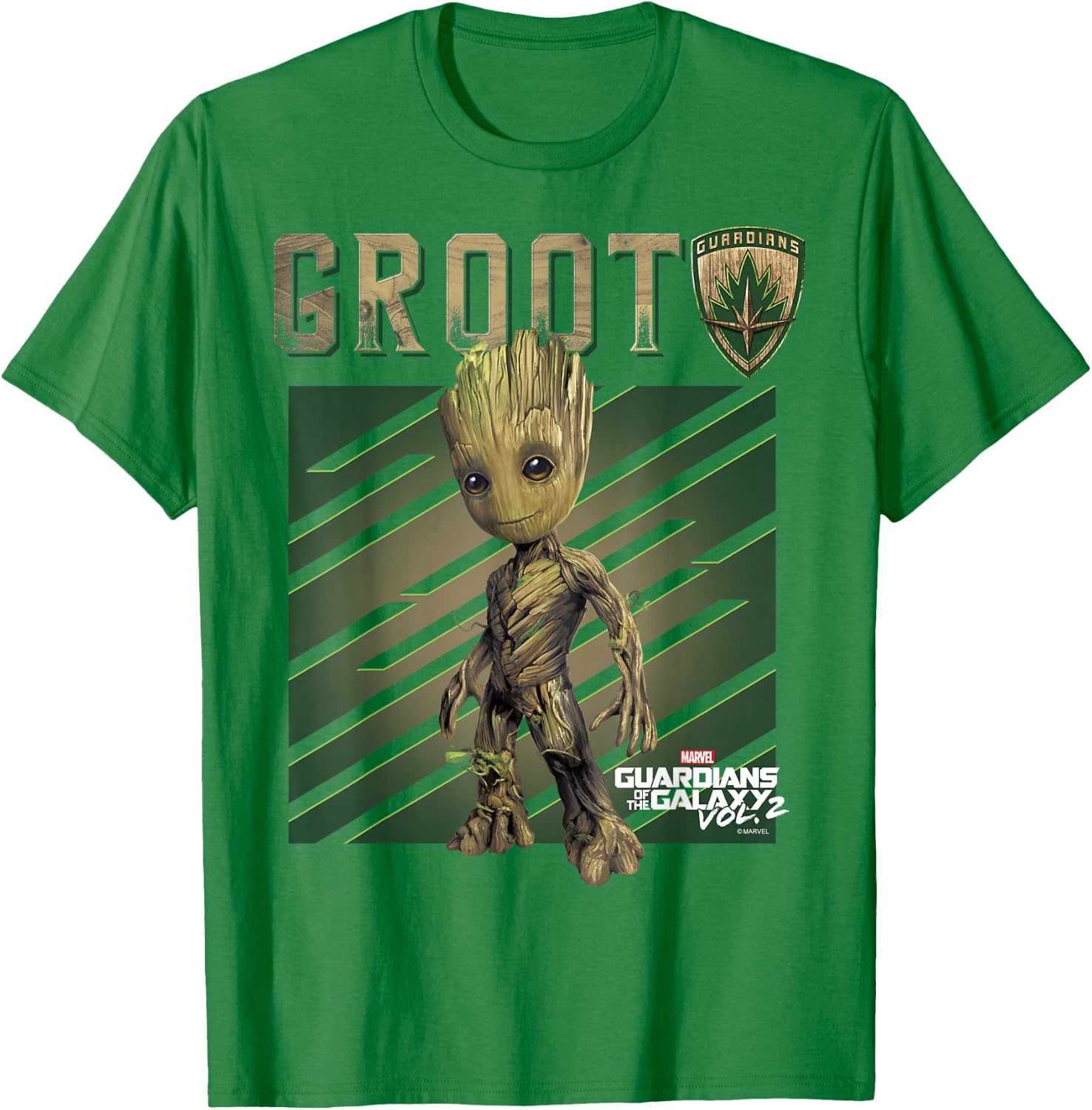 Marvel Guardians Vol. 2 Baby Groot Shield Graphic C1 T-Shirt - T-Shirt | Irish Green