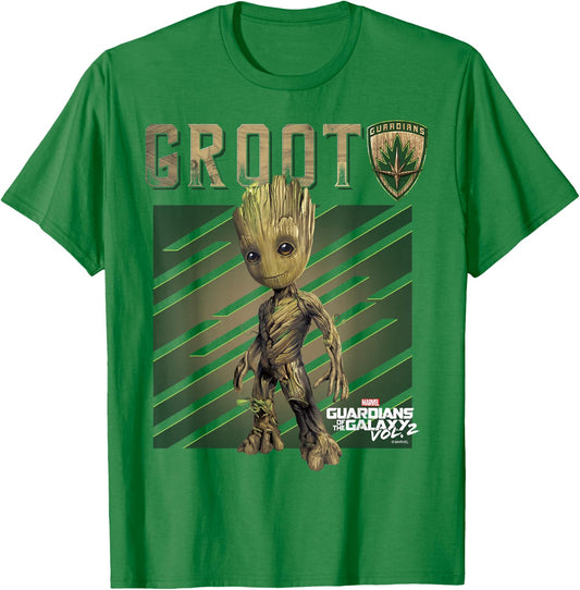 Marvel Guardians Vol. 2 Baby Groot Shield Graphic C1 T-Shirt - T-Shirt | Irish Green