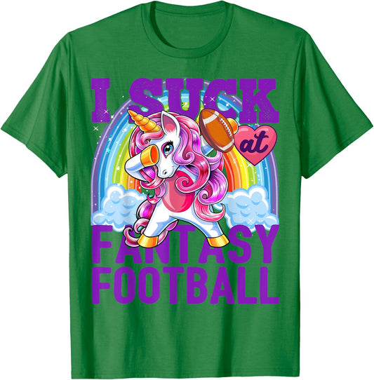 I Suck at Fantasy Football Dabbing Unicorn Loser Shirt Men T-Shirt - T-Shirt | Irish Green