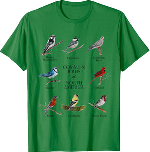 Birds of North America, Bird Lover or Watcher T-Shirt - T-Shirt | Irish Green