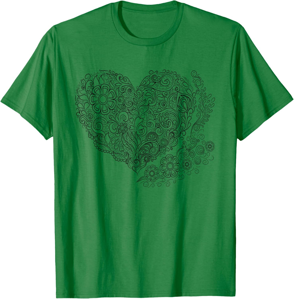 Heart Shaped Adult Coloring Book Style Fashion T Shirt T-Shirt - T-Shirt | Irish Green