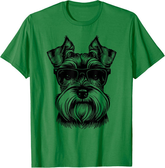 Miniature Schnauzer Miniature Schnauzer dog with sunglasses T-Shirt - T-Shirt | Irish Green