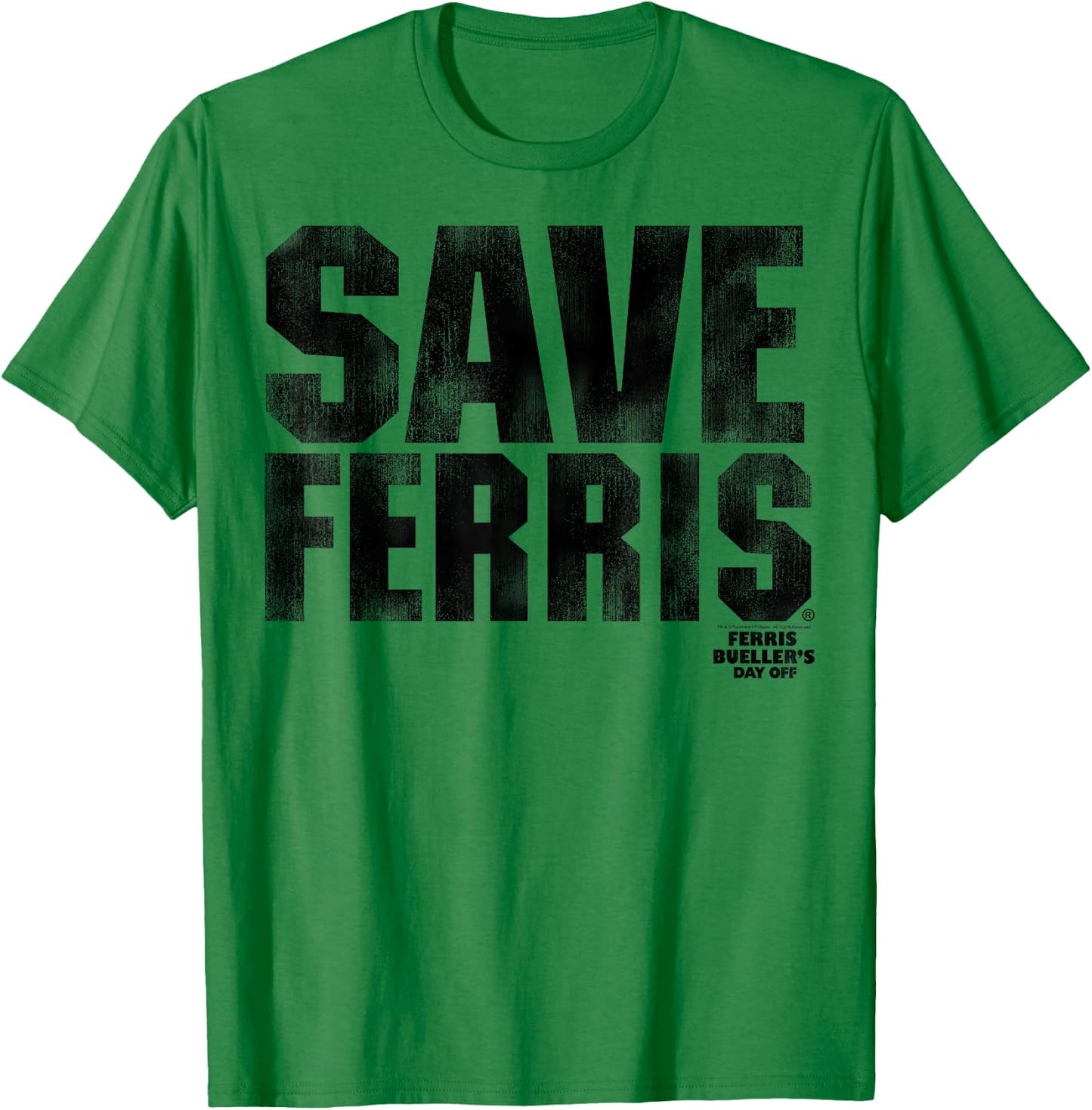 Ferris Bueller's Day Off Save Ferris Bold Black Type Graphic T-Shirt - T-Shirt | Irish Green