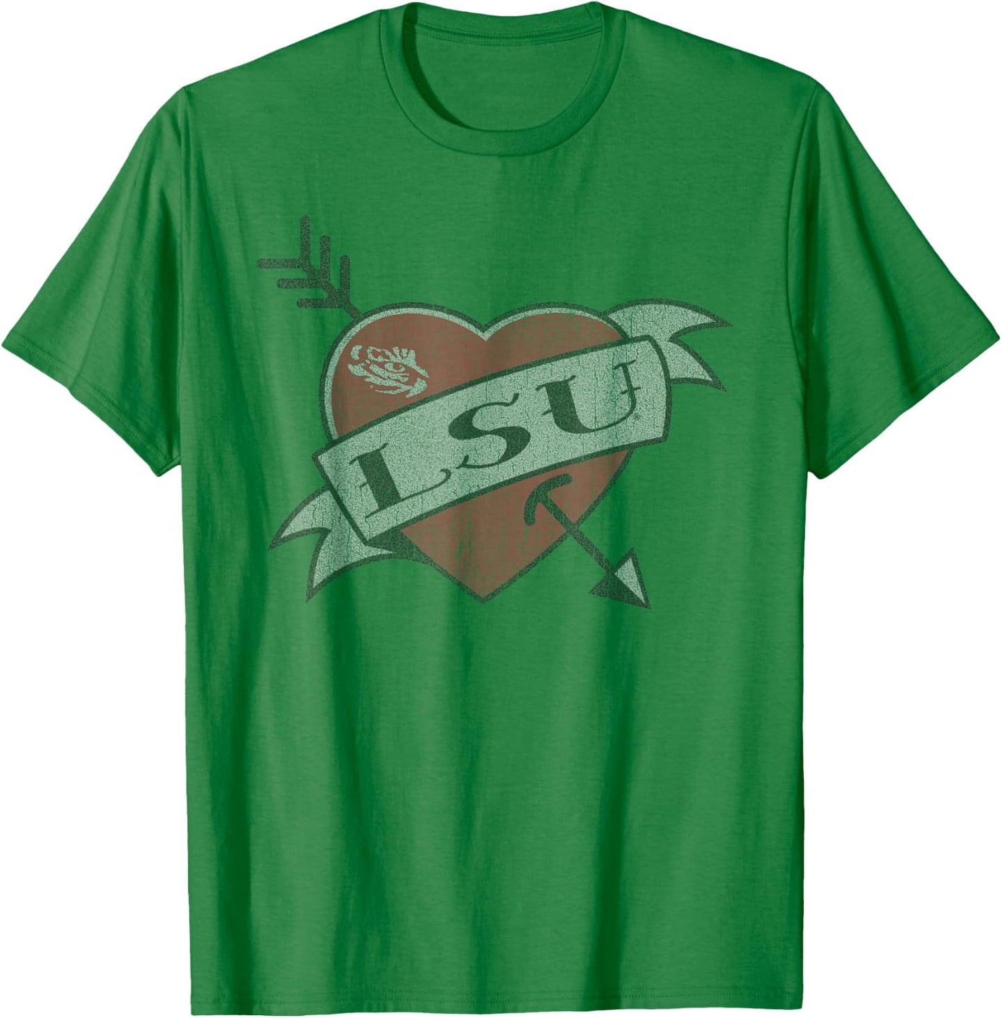 LSU Tigers Valentine Soft Gray Officially Licensed T-Shirt - T-Shirt | Irish Green
