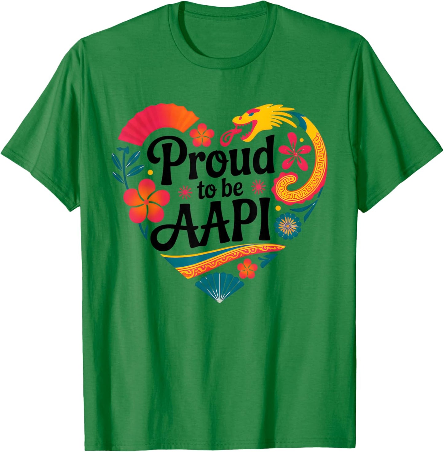 Proud to Be AAPI Asian Pacific Heritage Heart T-Shirt - T-Shirt | Irish Green
