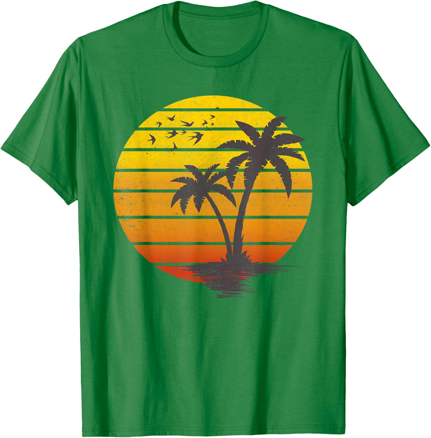 Retro Vintage sunset coco palm tree shirts tropical beach T-Shirt - T-Shirt | Irish Green