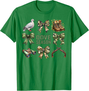 Dove Season Camo Matching Dove Hunting Party Coquette T-Shirt - T-Shirt | Irish Green