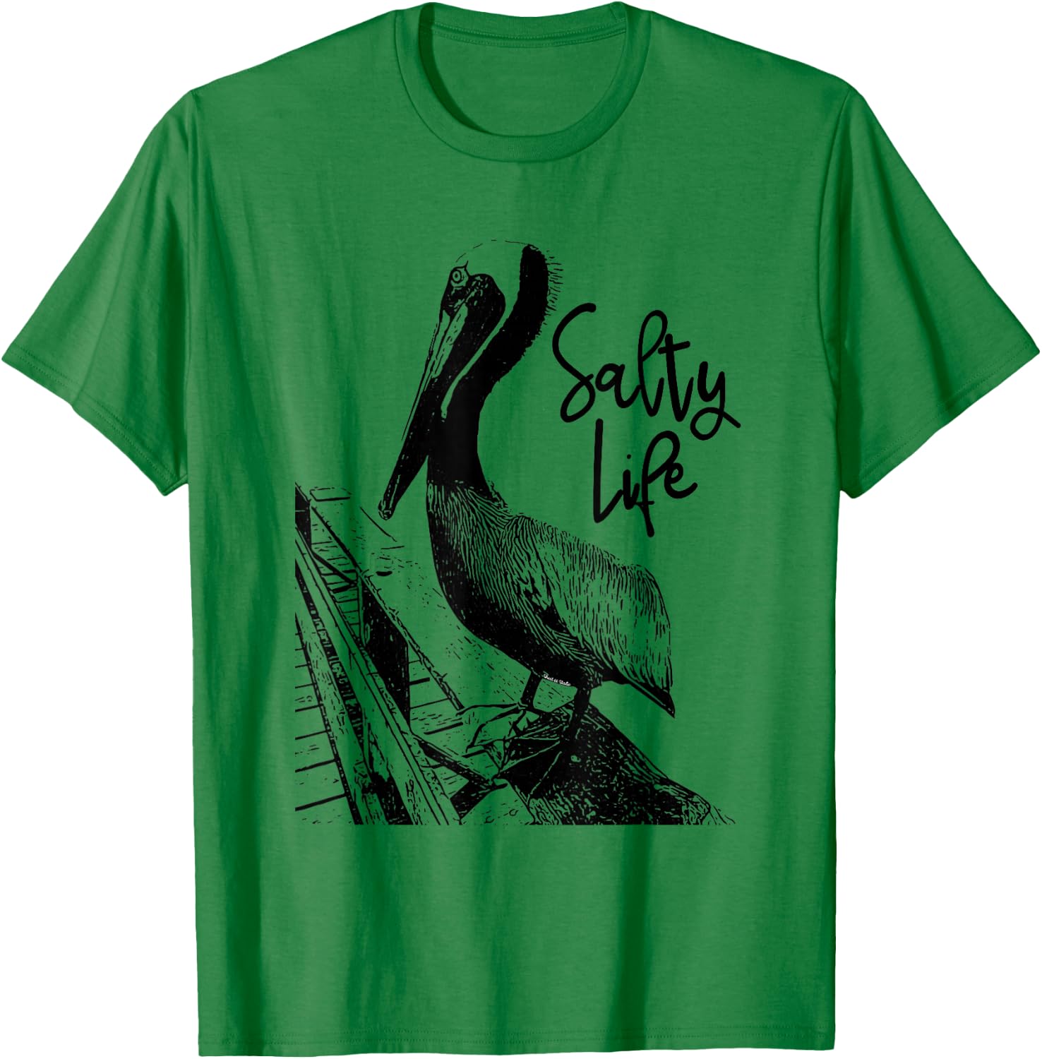 Salty Life Pelican Art T-Shirt - T-Shirt | Irish Green