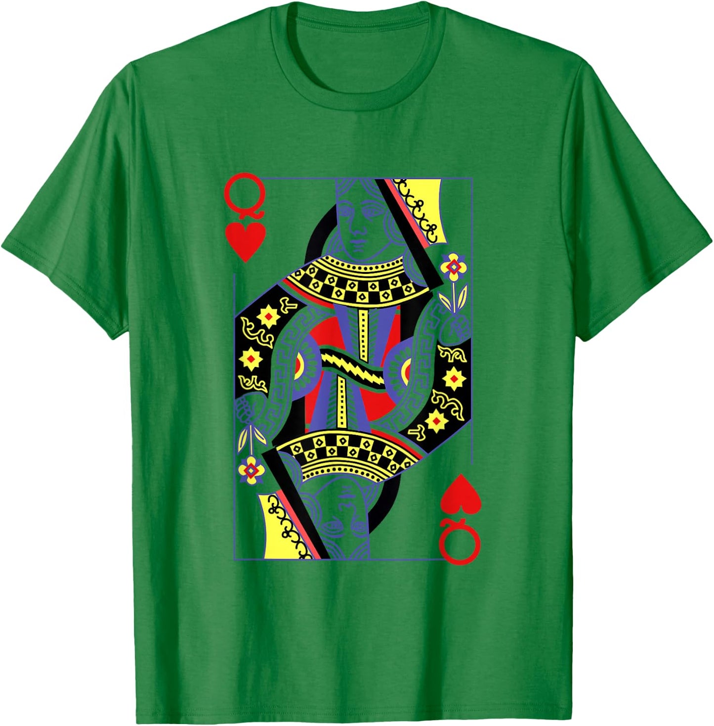 Queen Of Hearts Deck Of Cards Playing Cards Halloween Poker T-Shirt - T-Shirt | Irish Green