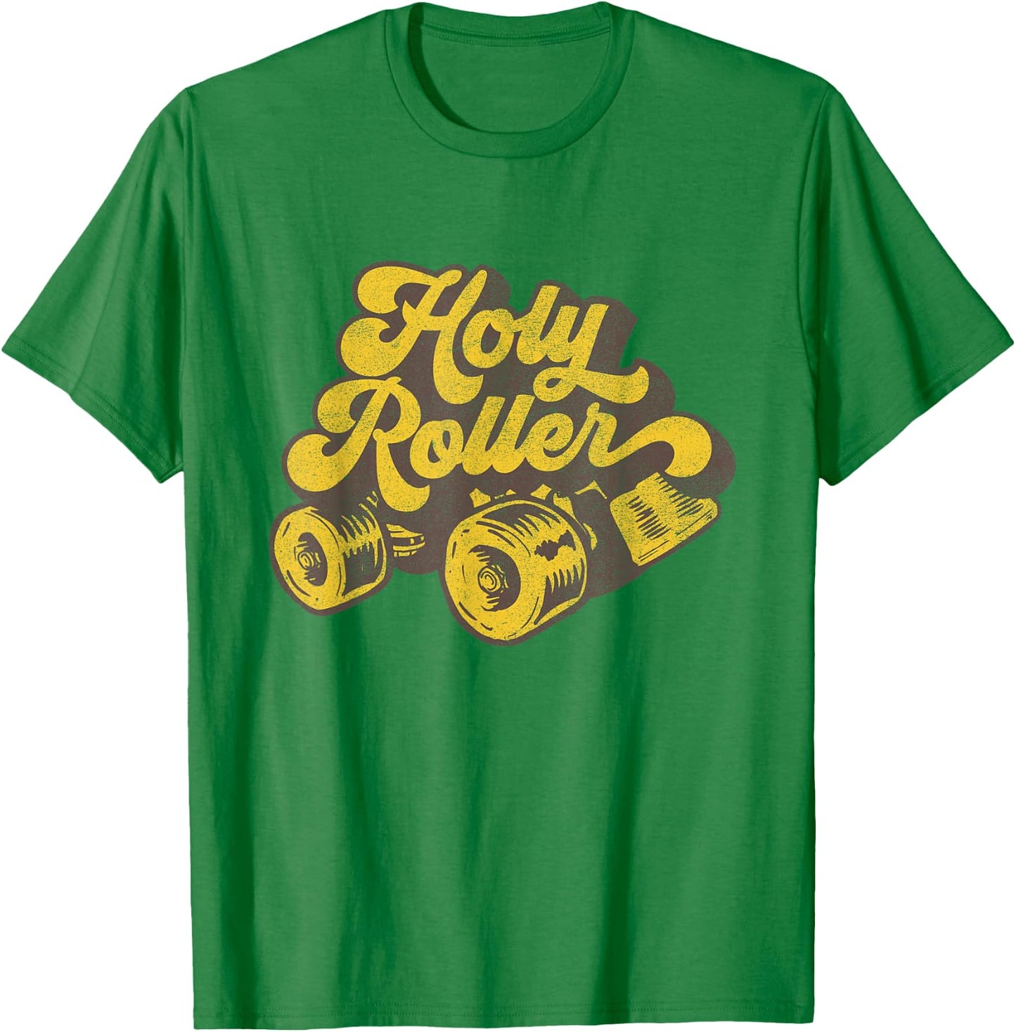 Roller Derby Skate Shirt - Holy Roller - Distressed T-Shirt - T-Shirt | Irish Green