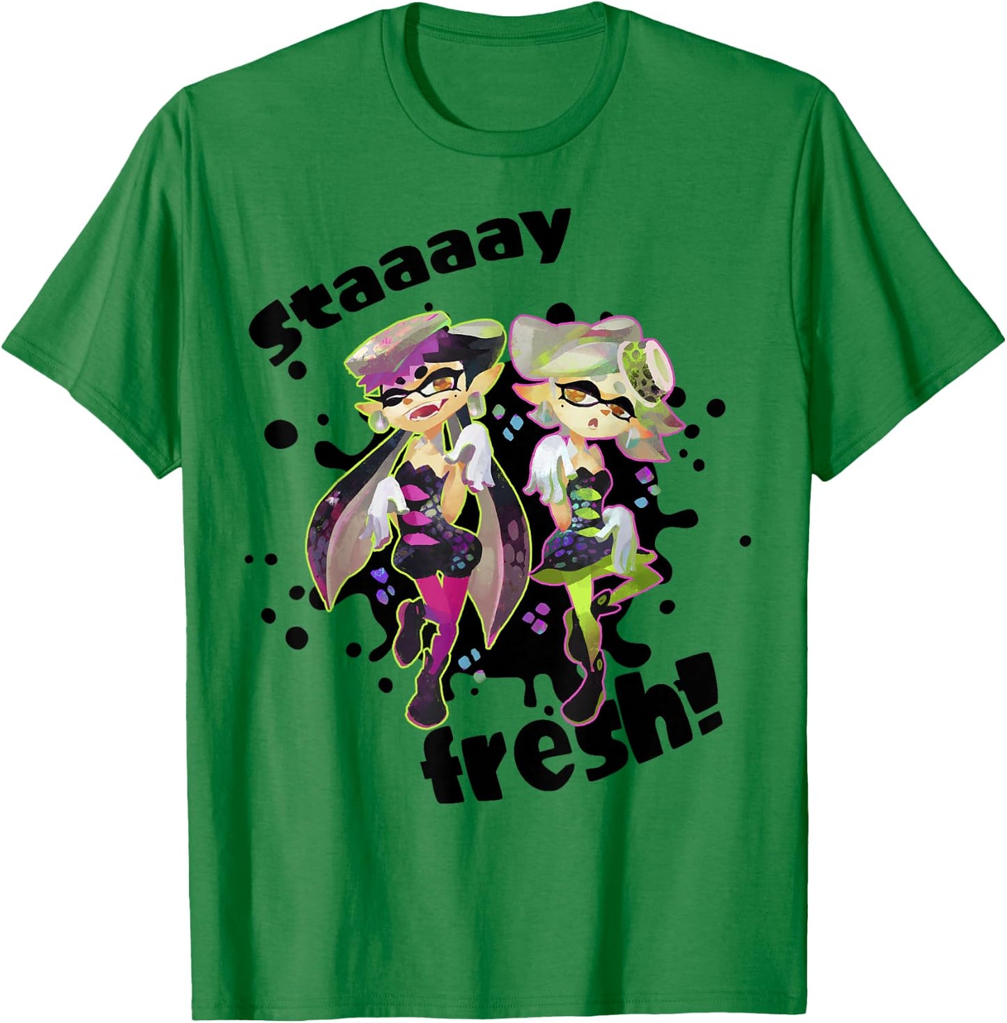 Nintendo Splatoon Squid Sisters Stay Fresh Graphic T-Shirt - T-Shirt | Irish Green