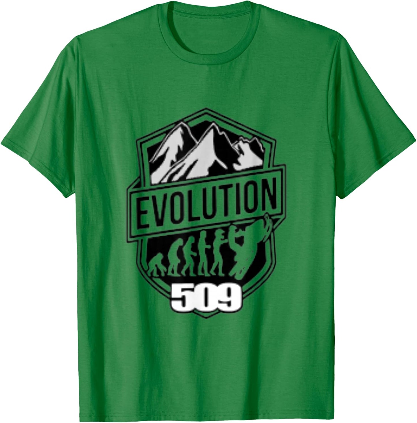 Evolution Of Scooters Braaap 509 Mountain Scooter T-Shirt - T-Shirt | Irish Green