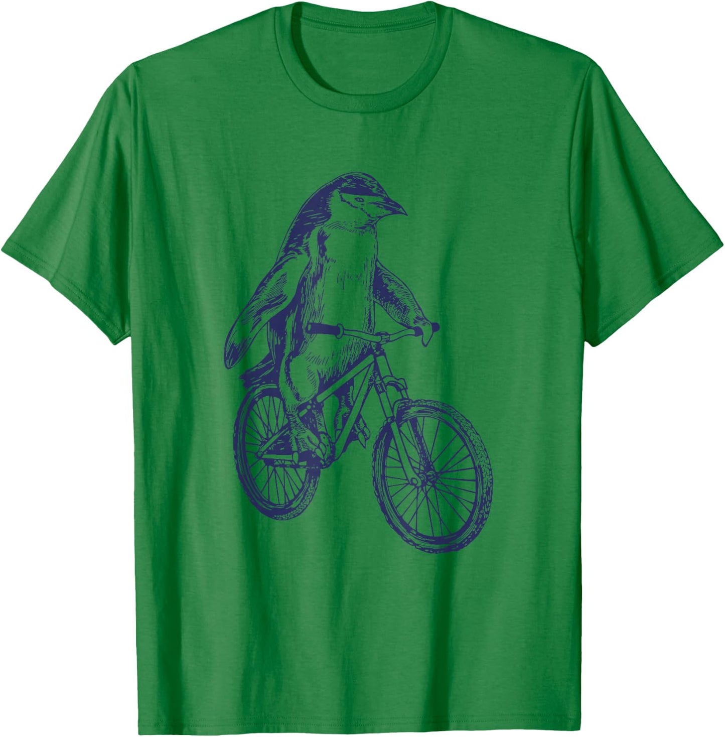 Penguin Cycling Bicycle Funny Biker Cool Cyclist Biking Bike T-Shirt - T-Shirt | Irish Green
