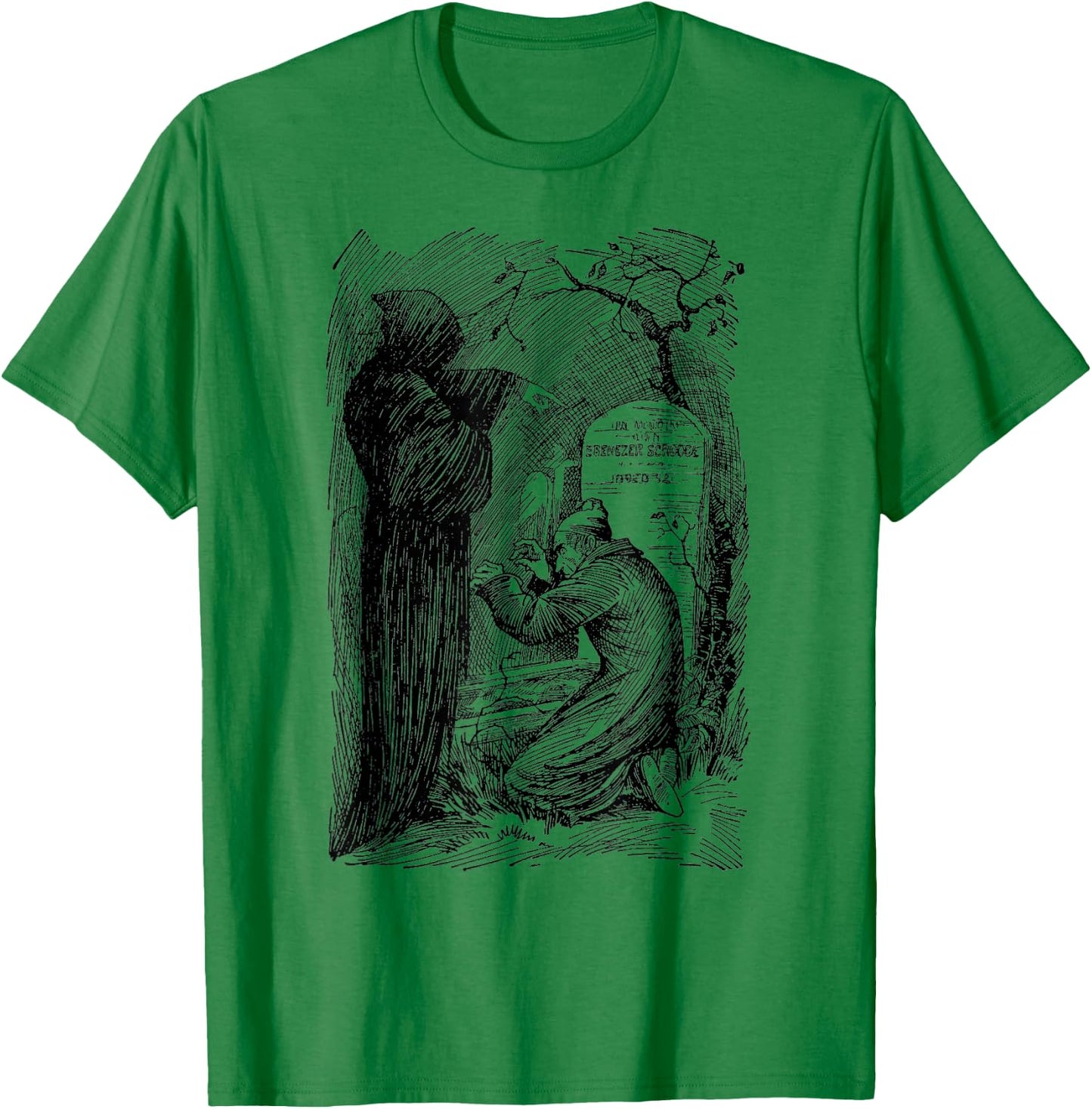 A Christmas Carol Scrooge Adult Classic Fit Grey - Small - Short Sleeve - Vintage Gothic - Themed Design (Charles Dickens' A Christmas Carol) - Halloween, Christmas T-Shirt - T-Shirt | Irish Green