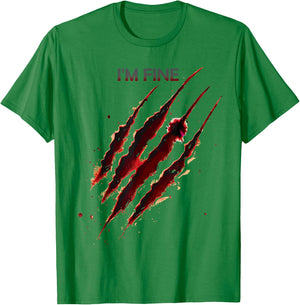 I'm Fine Bloody Shirt Zombie Blood Splatter Halloween T-Shirt - T-Shirt | Irish Green