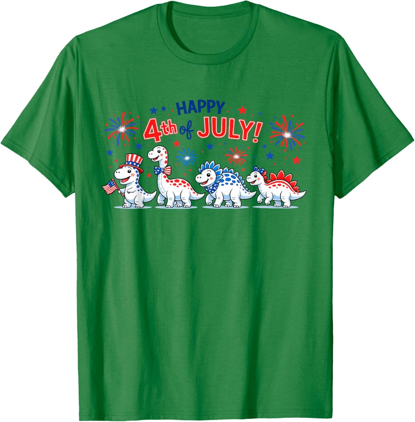 Cute Dinosaur USA Flag Fireworks Kids 4th of July Toddler T-Shirt - T-Shirt | Irish Green