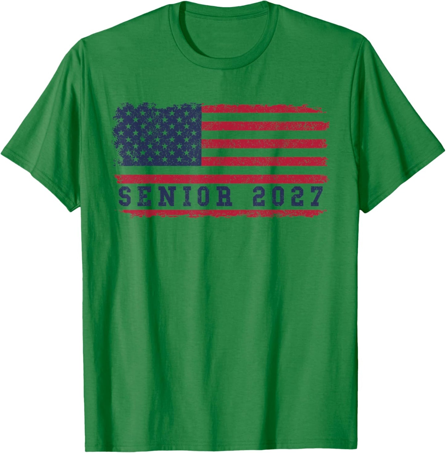 2027 Senior American Flag Patriotic Graduation T-Shirt - T-Shirt | Irish Green