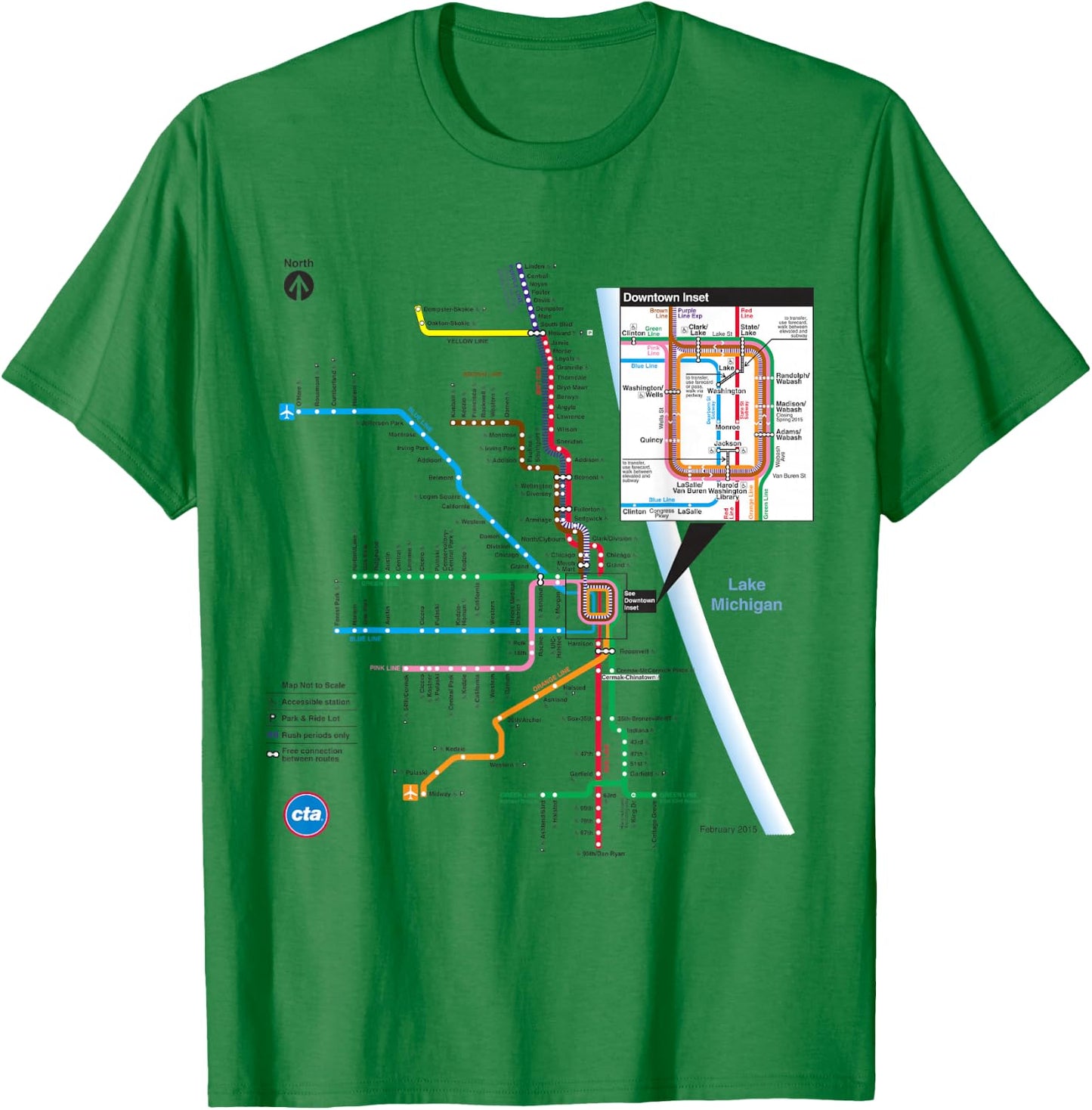 CTA Rail Map T-Shirt - T-Shirt | Irish Green