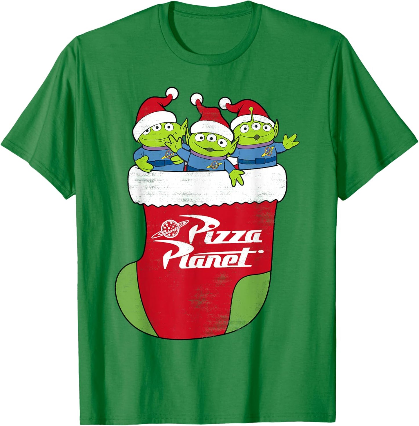 Disney Pixar Toy Story Pizza Planet Aliens In Stocking T-Shirt - T-Shirt | Irish Green