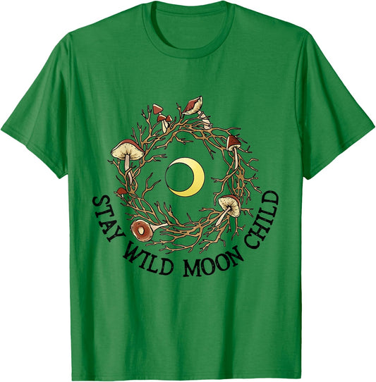 Stay Wild Moon Child and Mushroom Shirt T-Shirt - T-Shirt | Irish Green